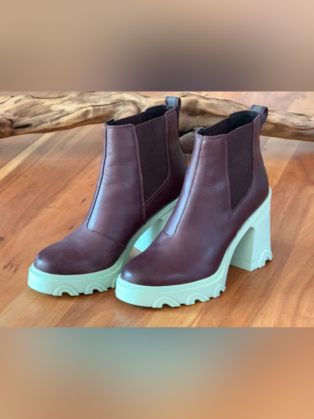 SOREL BREX SIZE 8 BROWN BOOTS WATERPROOF CHELSEA BLOCK HEEL